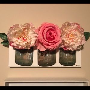 Mason Jar with Flowers Wall Decor